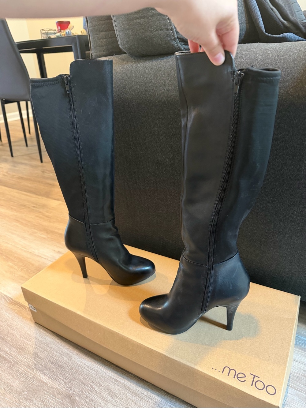 me too Black Over-the-Knee Stiletto Boots